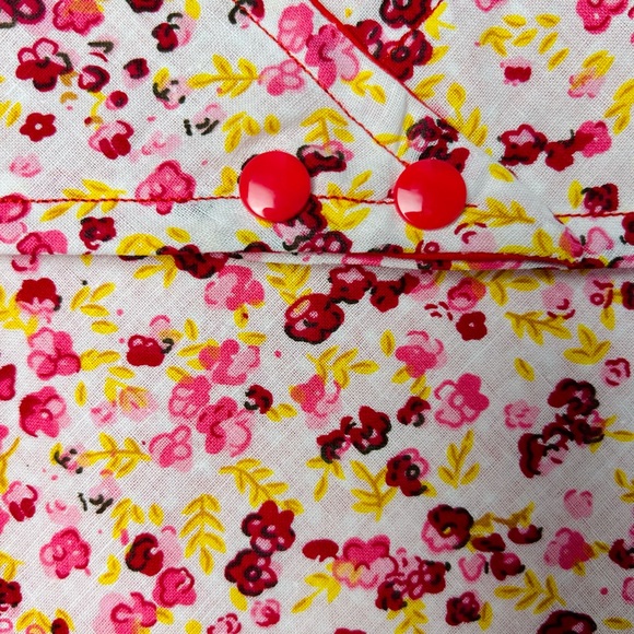 Dog Bandana Red/Yellow Floral & Red/White Polka Dot, Reversible, Snap Button - Picture 6 of 6